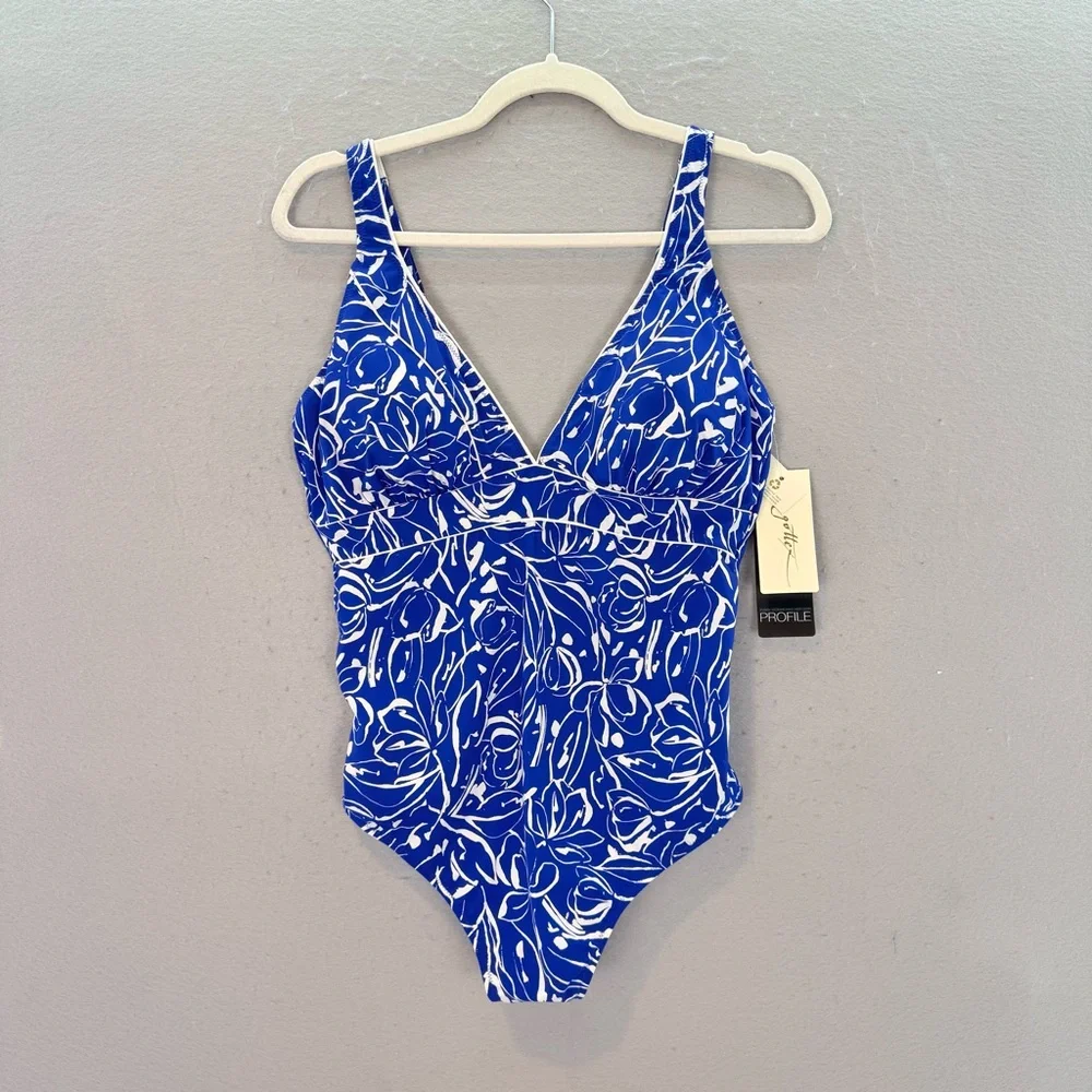 Profile by Gottex new women’s Royal Tulip V-neck one piece swimsuit Floral SZ 12